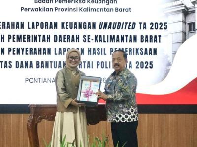 Bupati Sanggau Serahkan LKPD 2025 ke BPK Kalbar