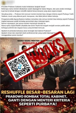 [HOAKS] Presiden Prabowo Melakukan Reshuffle Kabinet pada 11 Maret 2026 -12/3/2026