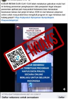 . [HOAKS] Tautan Pendaftaran Penghapusan Data Pinjol dari OJK -22/1/2026