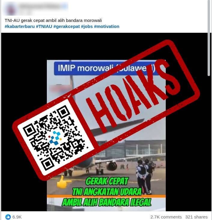 [HOAKS] TNI AU Ambil Alih Bandara Ilegal IMIP Morowali -2/12/2025