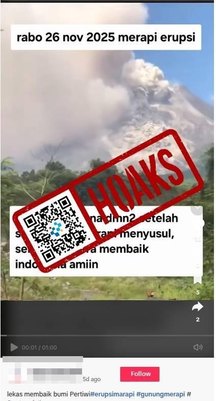 [HOAKS] Video Gunung Merapi Erupsi pada 26 November 2025 -2/12/2025